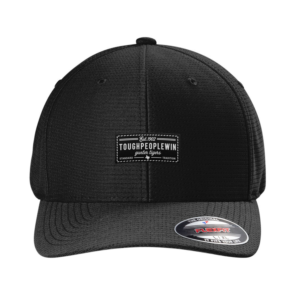 Black TravisMathew fitted cap with TPW woven patch on center front