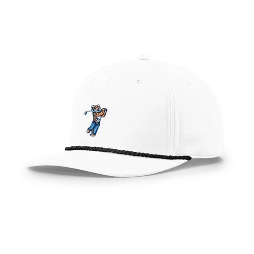 Golfing Tiger White Rope Hat