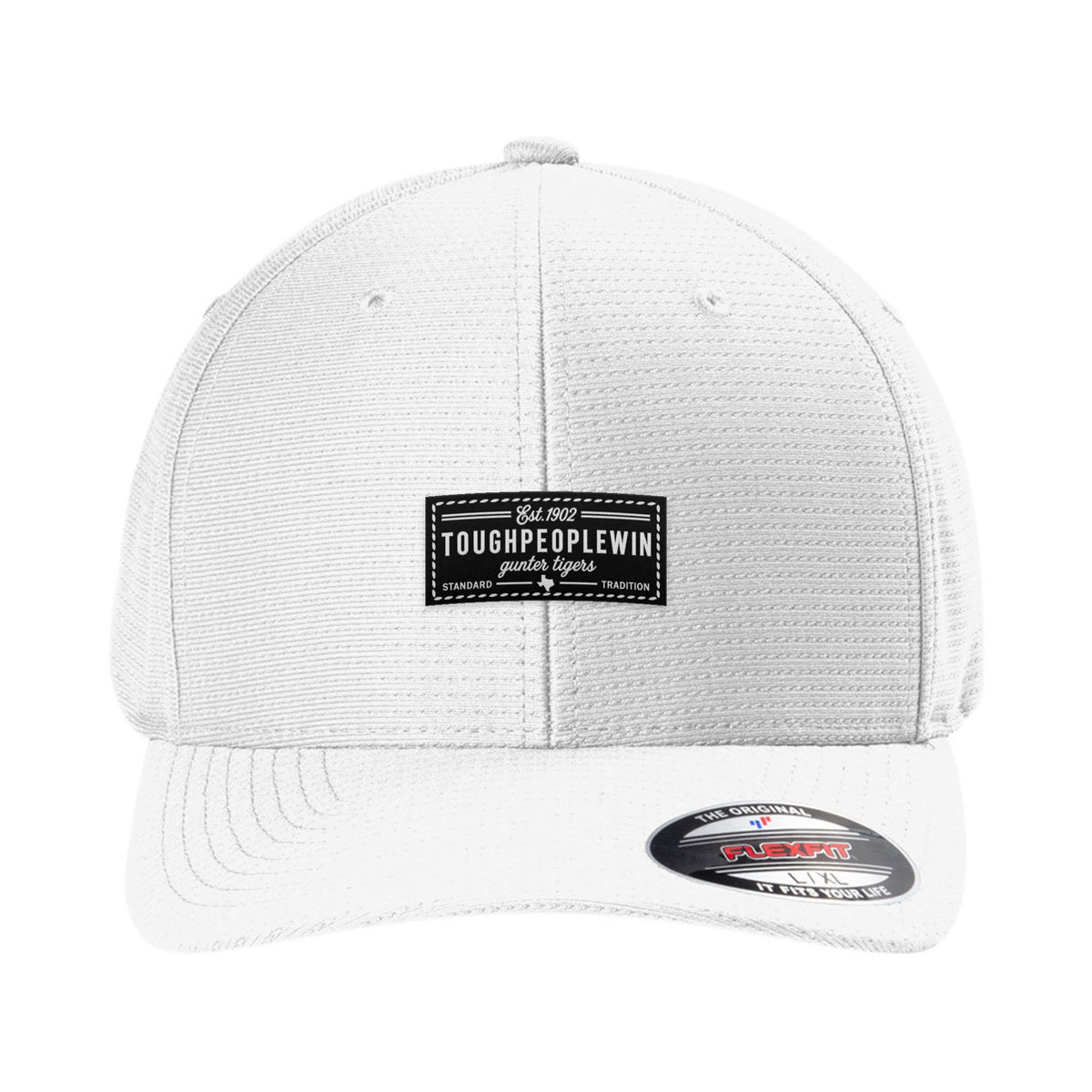 White TravisMathew fitted cap with TPW woven patch on center front